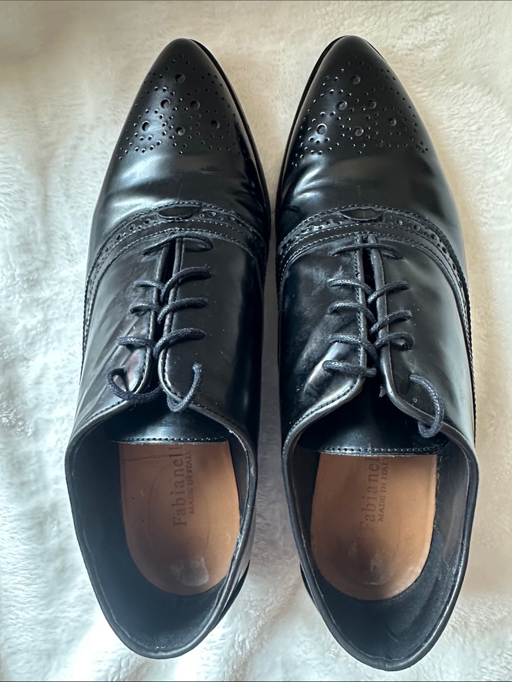 FABIANELLI Women’s Black Patent Leather Brogue Dress Shoes Sz 10 Classic Luxury - Picture 5 of 11